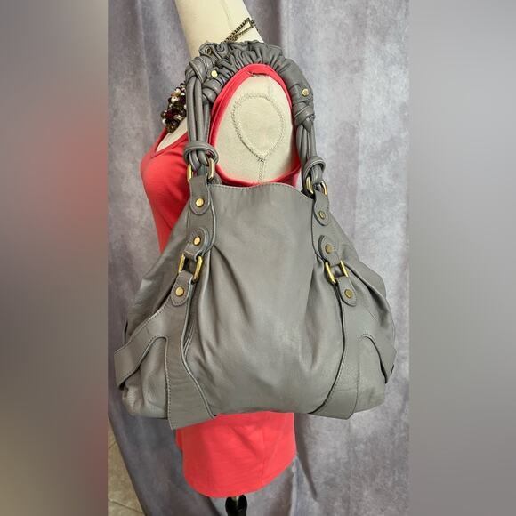 Abaco Paris 'Laguna' Bag Women’s Large Gray Soft Leather Shoulder Bag EUC - Picture 1 of 15